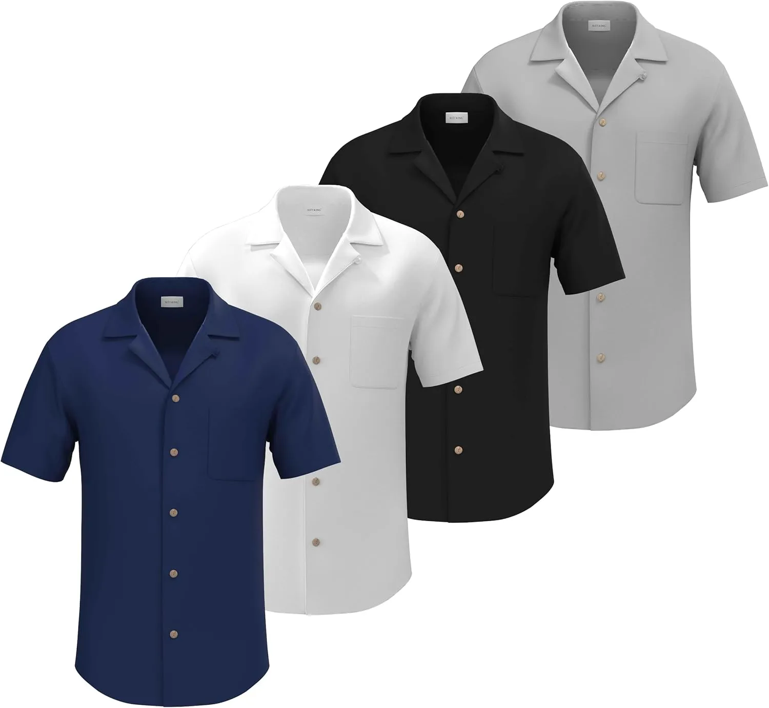 4 Pack - Mens Short Sleeve Button Down Shirts – Wrinkle Free, Muscle Fit, Stylish Casual