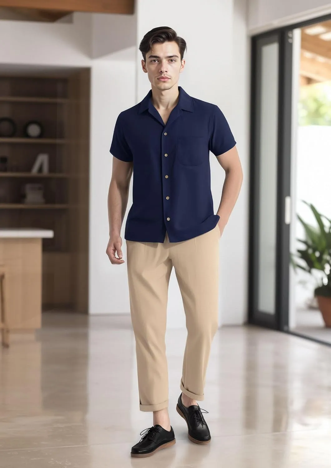4 Pack - Mens Short Sleeve Button Down Shirts – Wrinkle Free, Muscle Fit, Stylish Casual