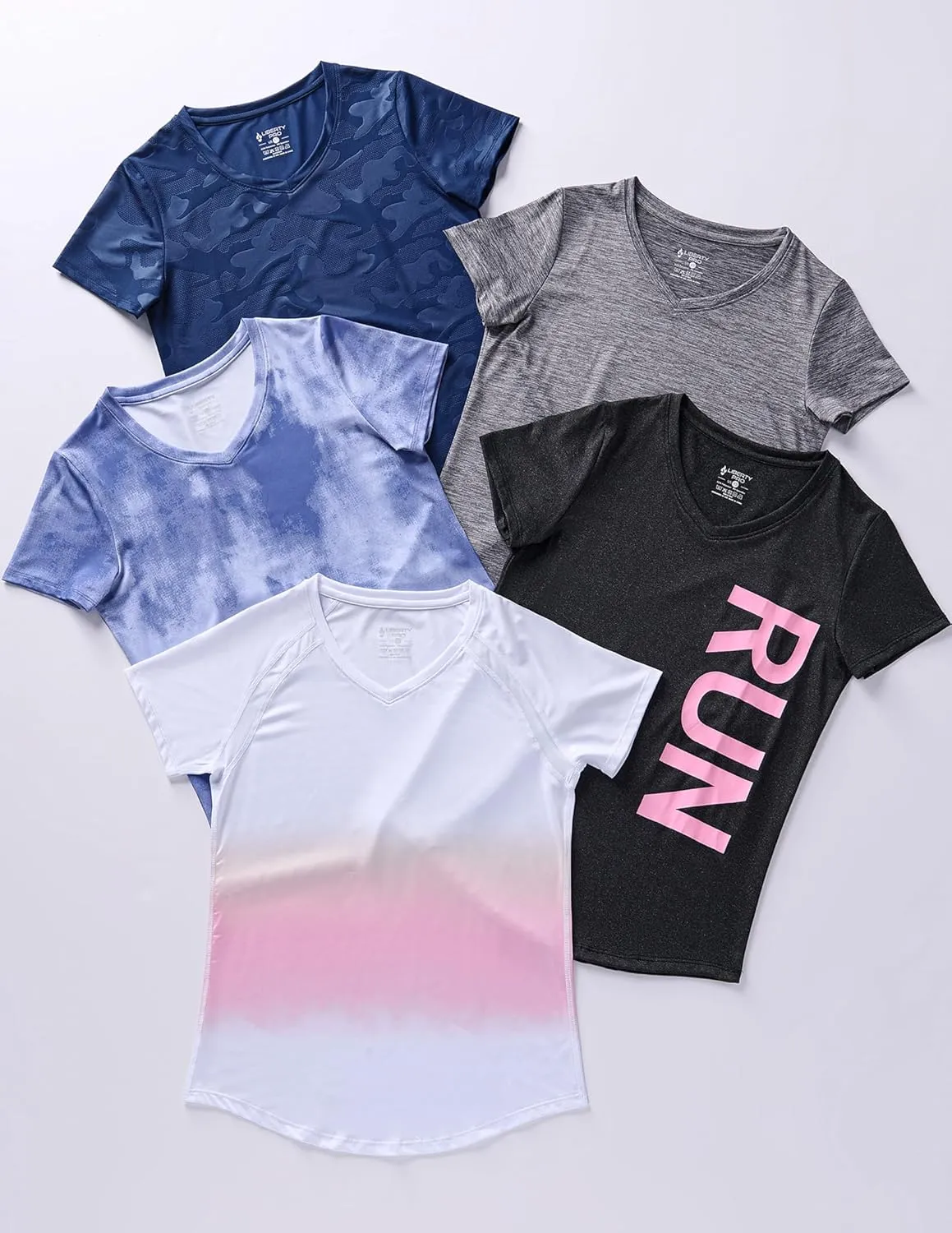 5 Pack: Women's Dry Fit Short Sleeve T Shirts, Athletic Workout Tee Tops for Gym Yoga Running