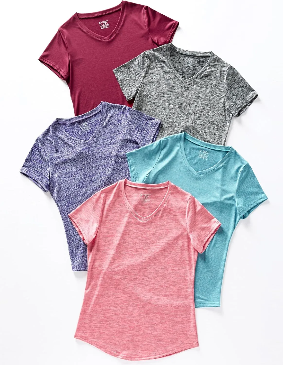 5 Pack: Women's Dry Fit Short Sleeve T Shirts, Athletic Workout Tee Tops for Gym Yoga Running