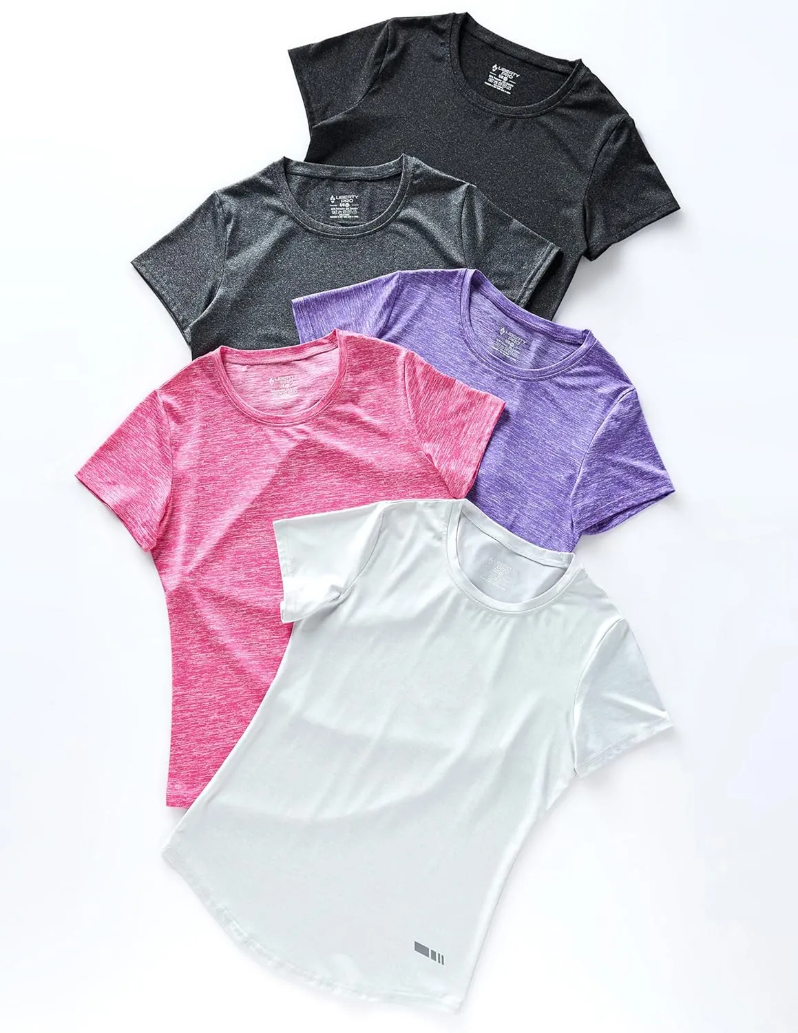 5 Pack: Women's Dry Fit Short Sleeve T Shirts, Athletic Workout Tee Tops for Gym Yoga Running