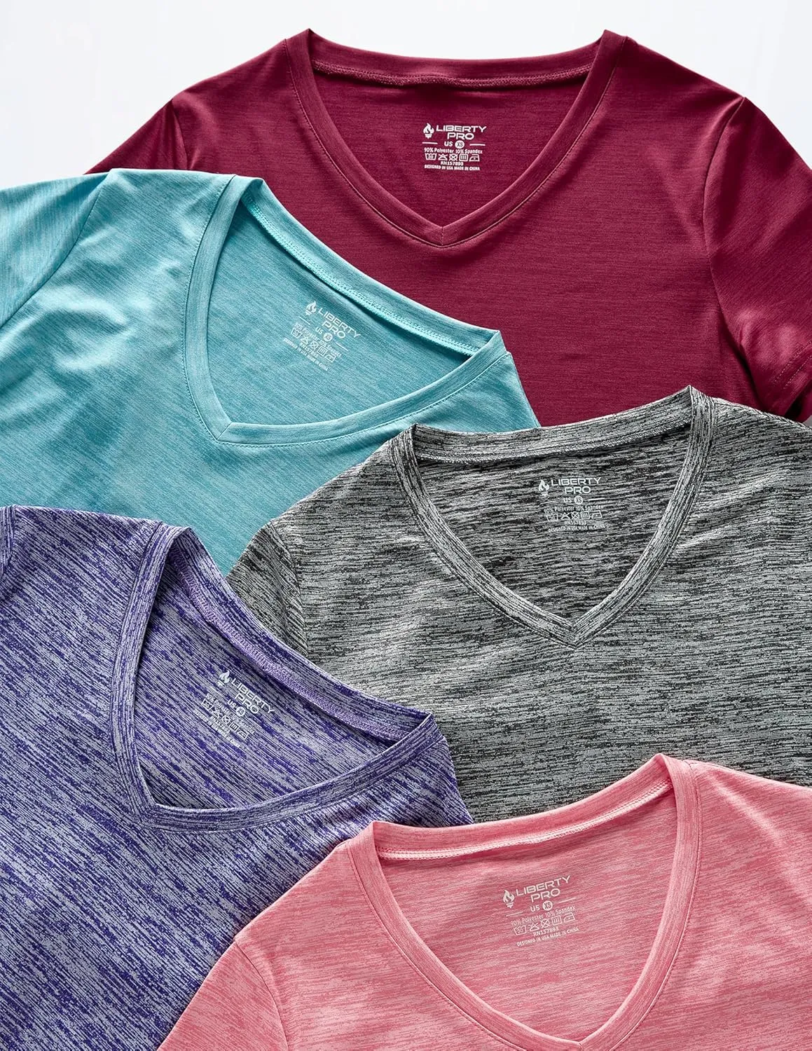5 Pack: Women's Dry Fit Short Sleeve T Shirts, Athletic Workout Tee Tops for Gym Yoga Running