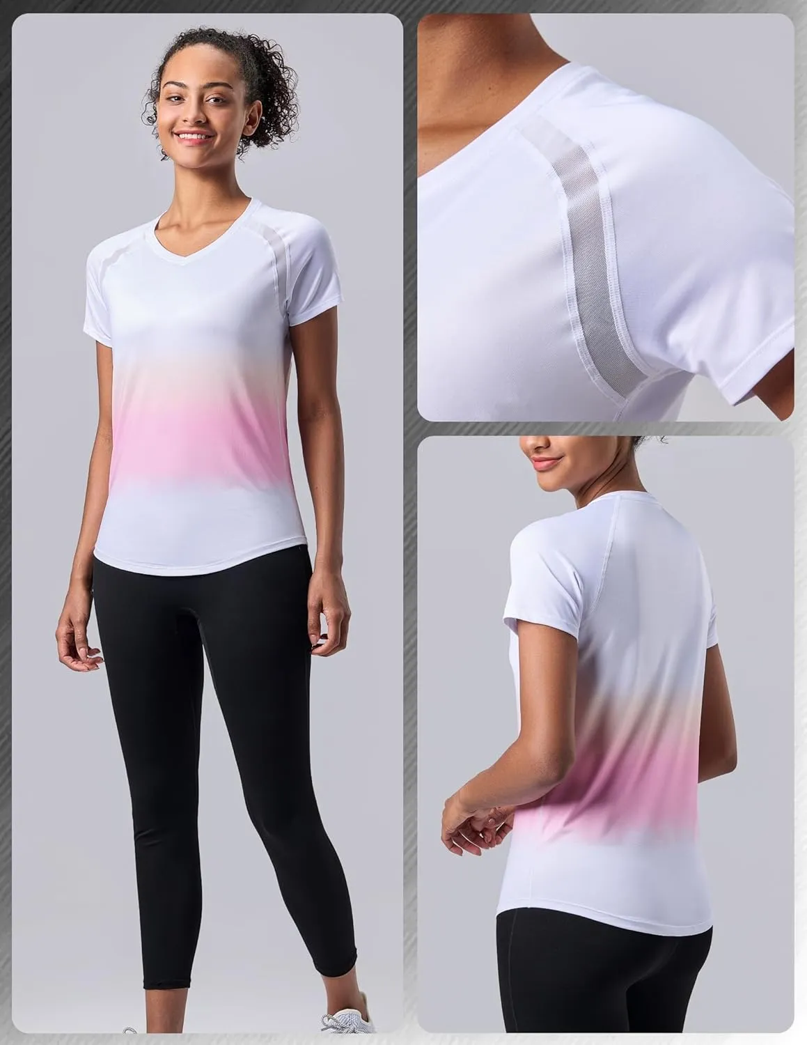 5 Pack: Women's Dry Fit Short Sleeve T Shirts, Athletic Workout Tee Tops for Gym Yoga Running