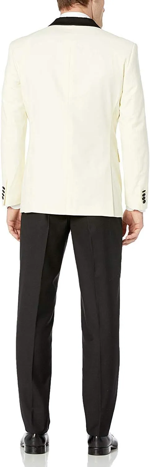 Adam Baker Men's 100% Wool Modern Fit Single Breasted Three Piece Tuxedo - Colors