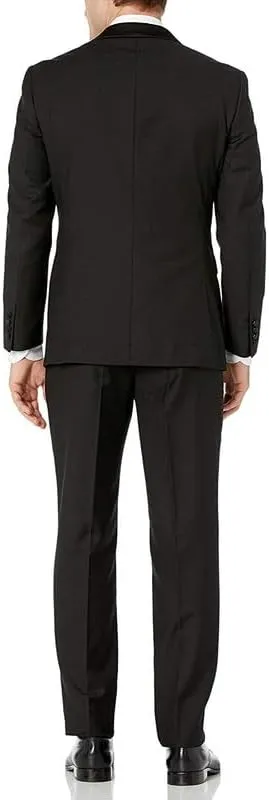 Adam Baker Men's 100% Wool Modern Fit Single Breasted Three Piece Tuxedo - Colors