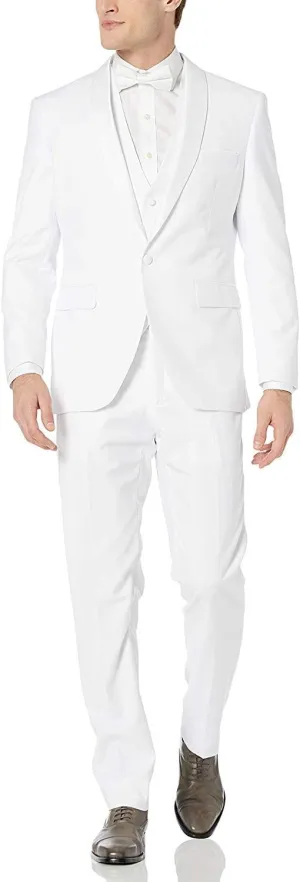 Adam Baker Men's 100% Wool Modern Fit Single Breasted Three Piece Tuxedo - Colors