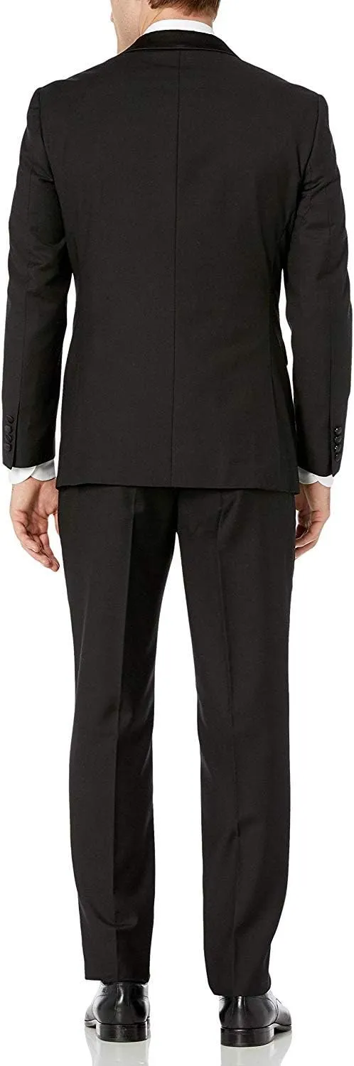 Adam Baker Men's 100% Wool Modern Fit Single Breasted Three Piece Tuxedo - Colors