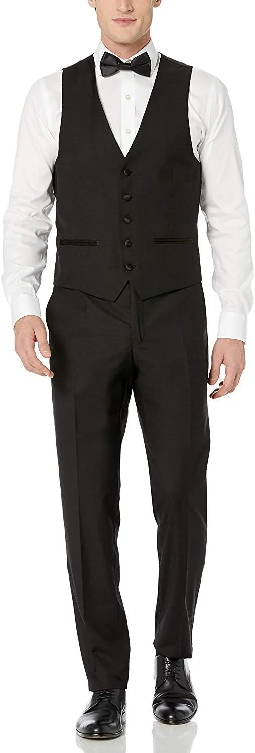 Adam Baker Men's 100% Wool Modern Fit Single Breasted Three Piece Tuxedo - Colors