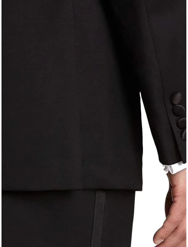 Adam Baker Men's 100% Wool Modern Fit Single Breasted Three Piece Tuxedo - Colors
