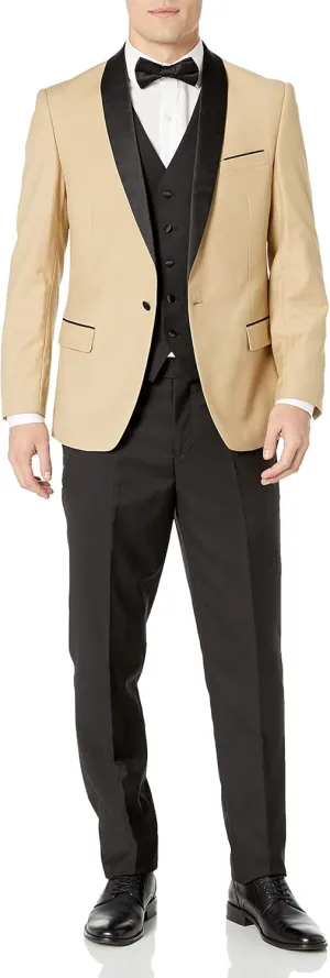 Adam Baker Men's 100% Wool Modern Fit Single Breasted Three Piece Tuxedo - Colors