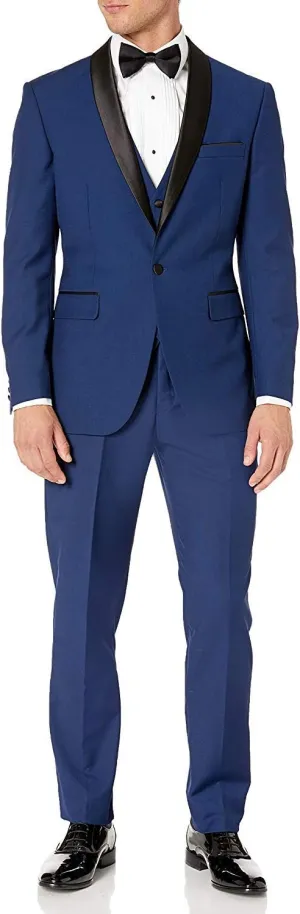 Adam Baker Men's 100% Wool Modern Fit Single Breasted Three Piece Tuxedo - Colors