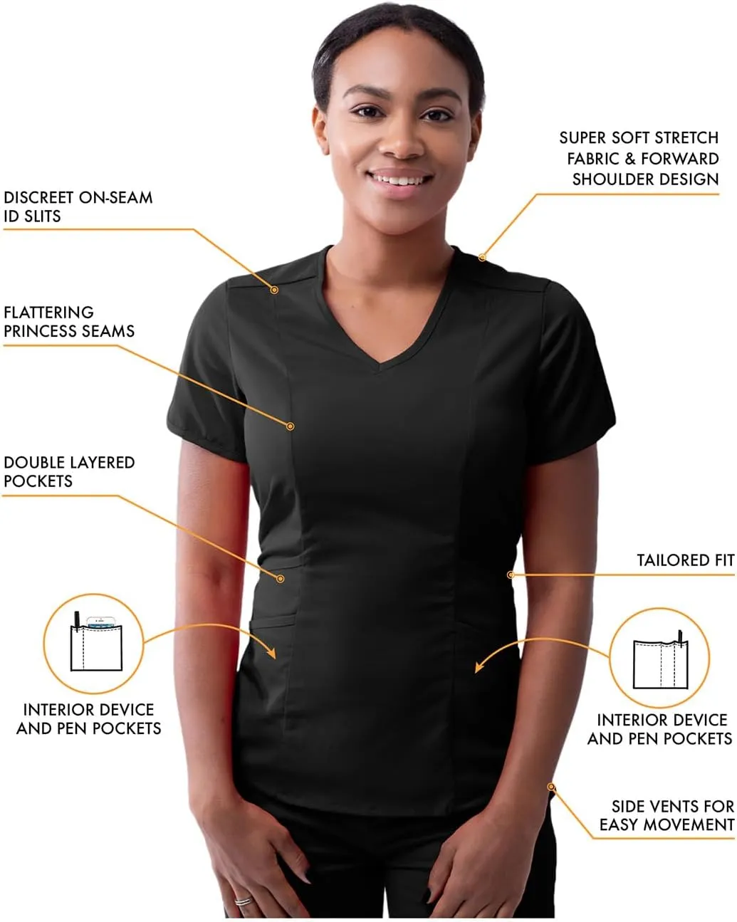 Adar Pro Modern Athletic Scrub Set For Women - Modern V-Neck Scrub Top & Yoga Jogger Scrub Pants