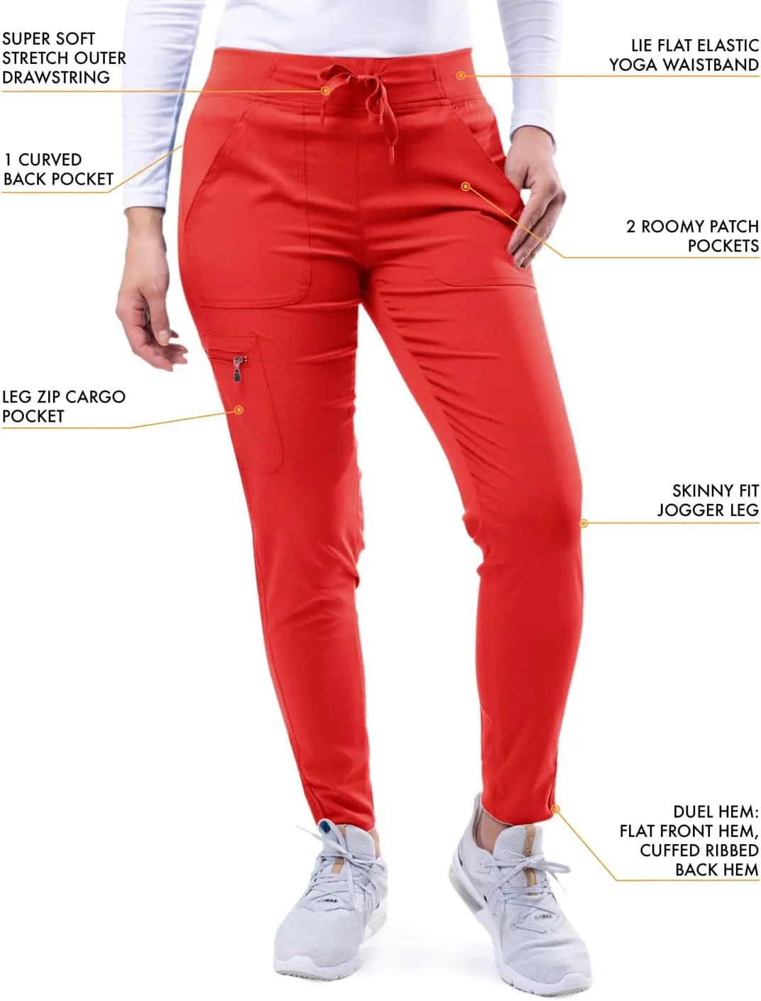 Adar Pro Modern Athletic Scrub Set For Women - Modern V-Neck Scrub Top & Yoga Jogger Scrub Pants