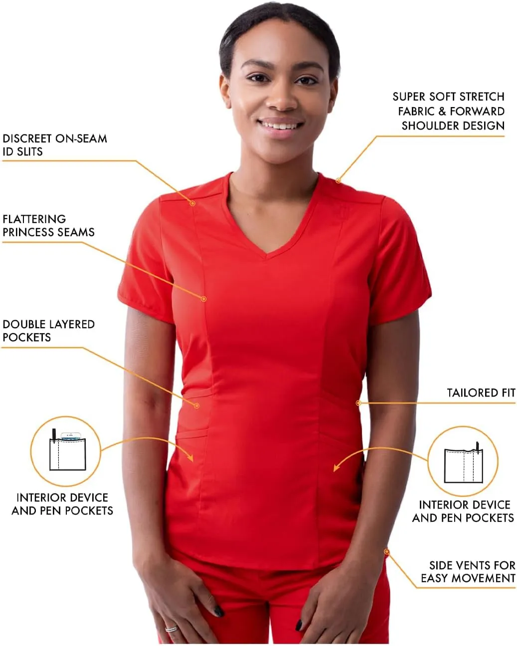 Adar Pro Modern Athletic Scrub Set For Women - Modern V-Neck Scrub Top & Yoga Jogger Scrub Pants