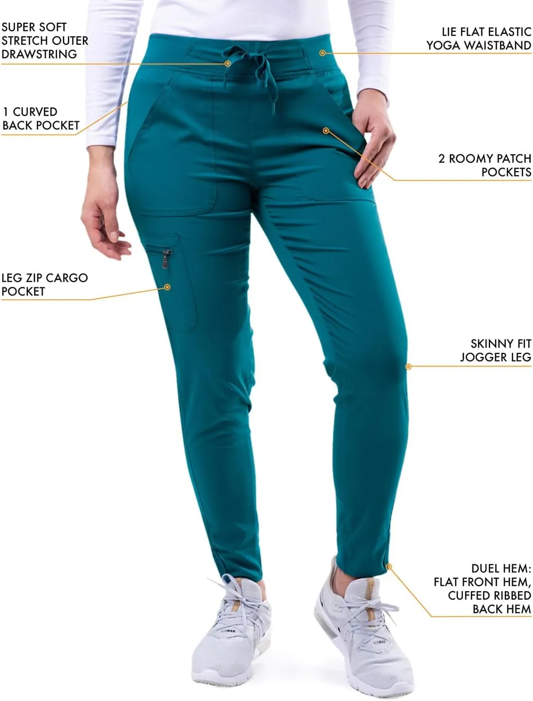Adar Pro Modern Athletic Scrub Set For Women - Modern V-Neck Scrub Top & Yoga Jogger Scrub Pants