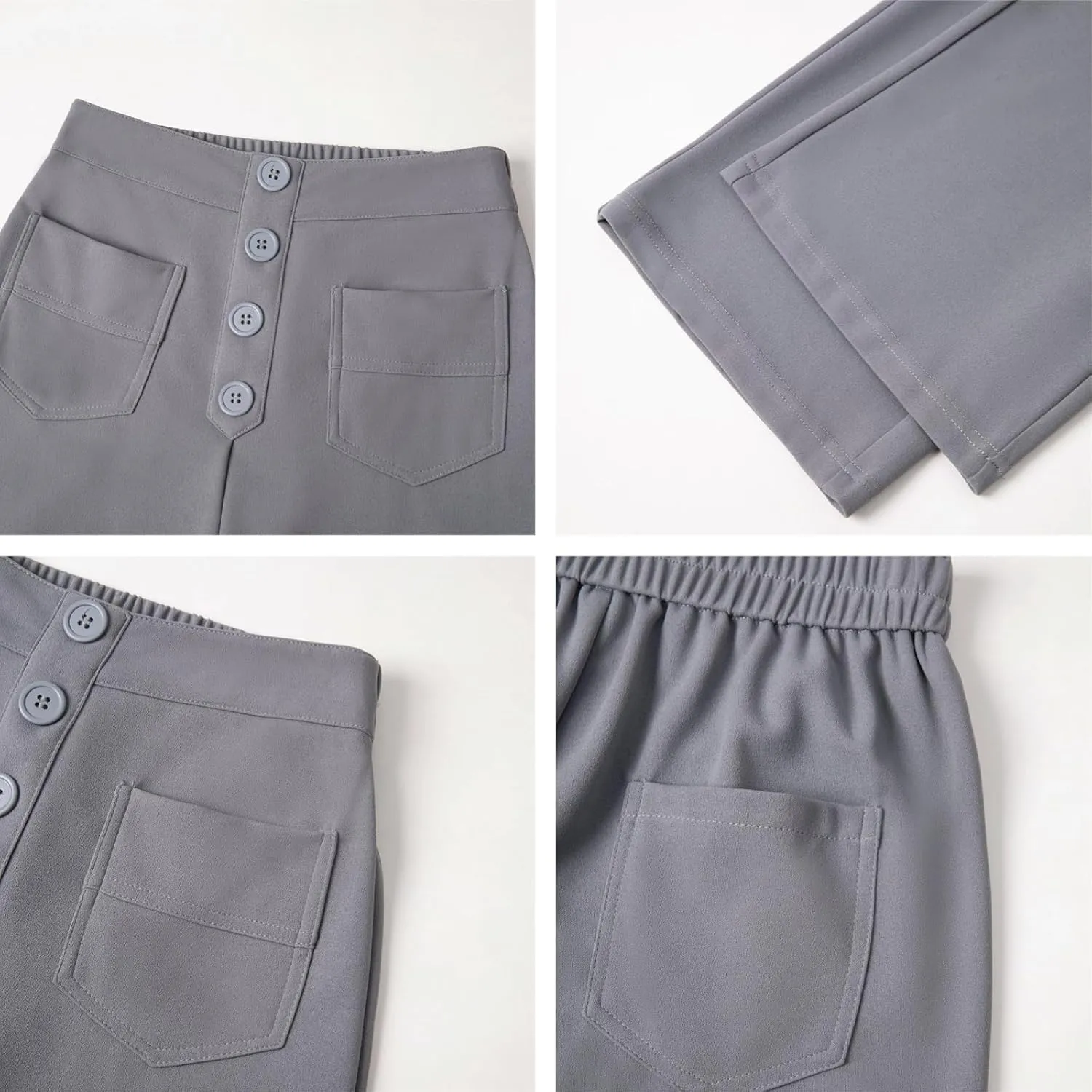 AIFARLD Straight Leg Pants for Women Flexipants High Waisted Button Stretchy Trousers Multiple Pockets Business Work Casual