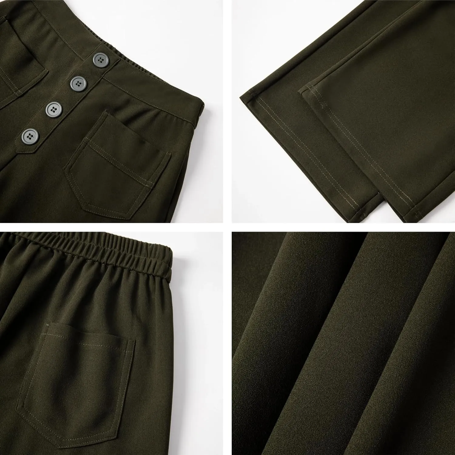 AIFARLD Straight Leg Pants for Women Flexipants High Waisted Button Stretchy Trousers Multiple Pockets Business Work Casual