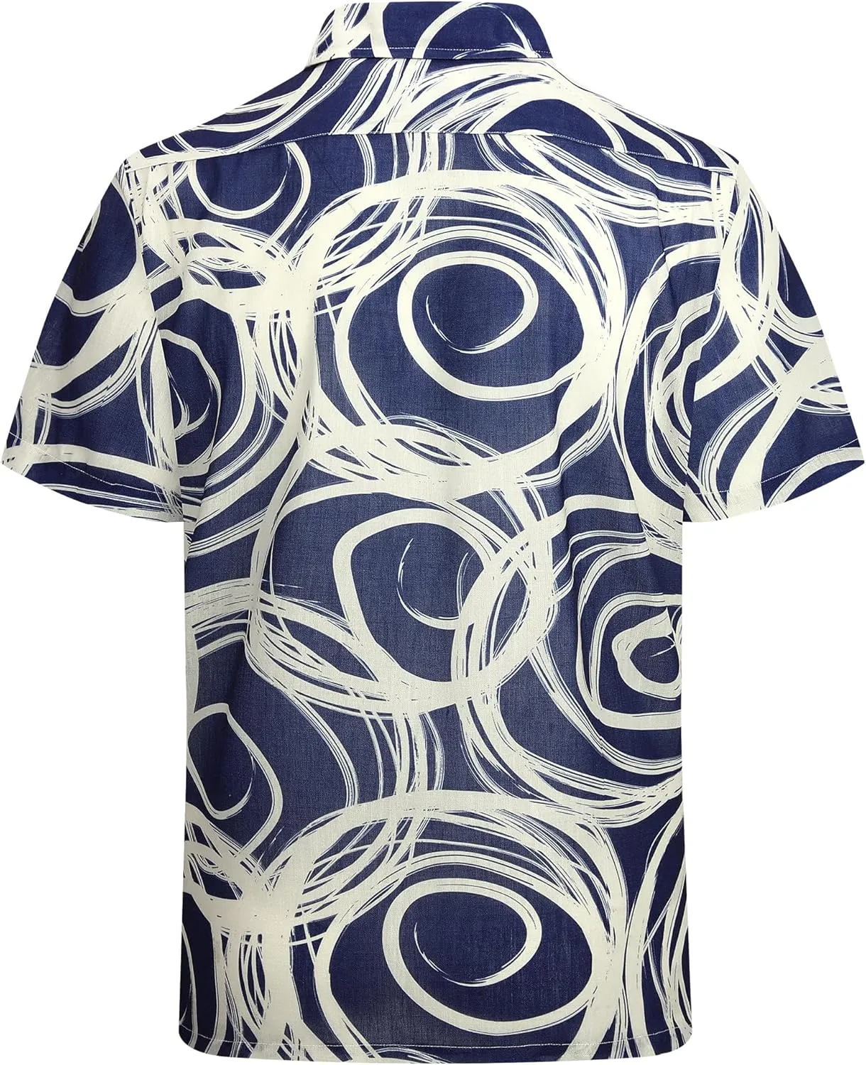 Alex Vando Mens Print Linen Cotton Shirts Short Sleeve Casual Summer Beach Hawaiian Shirt for Men