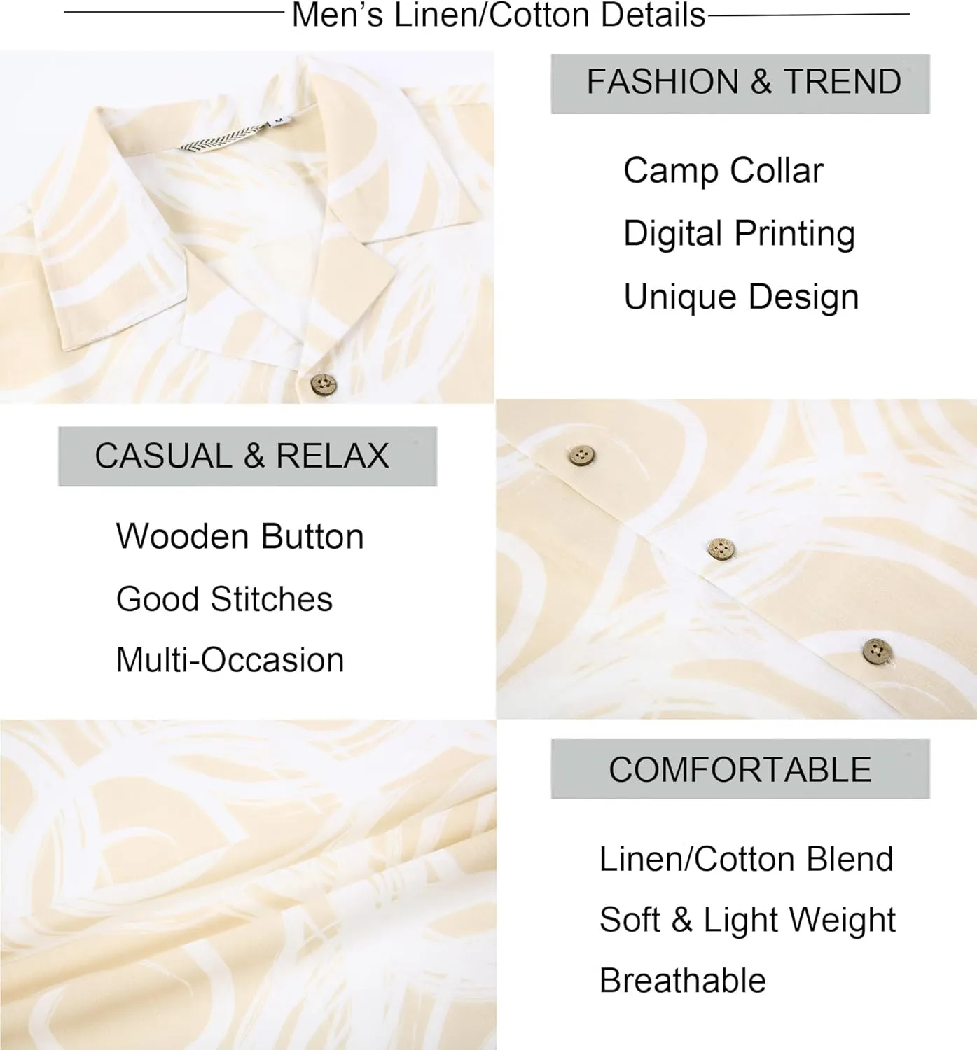 Alex Vando Mens Print Linen Cotton Shirts Short Sleeve Casual Summer Beach Hawaiian Shirt for Men