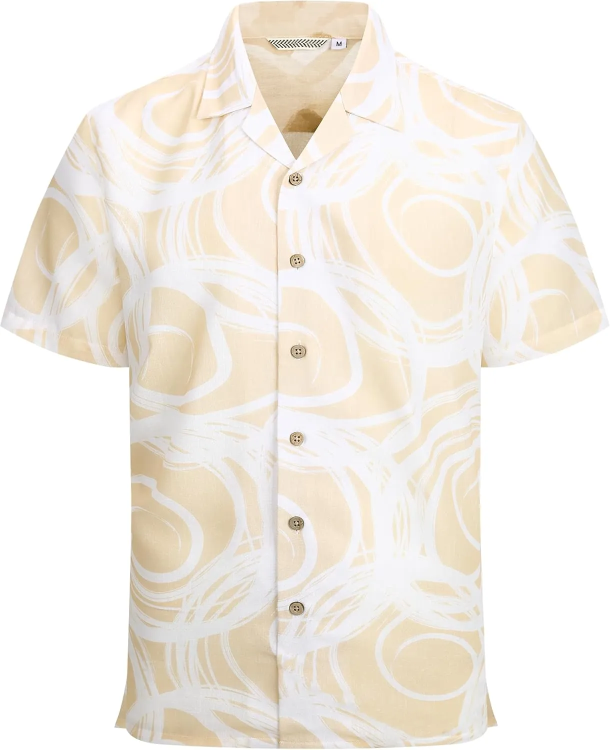 Alex Vando Mens Print Linen Cotton Shirts Short Sleeve Casual Summer Beach Hawaiian Shirt for Men