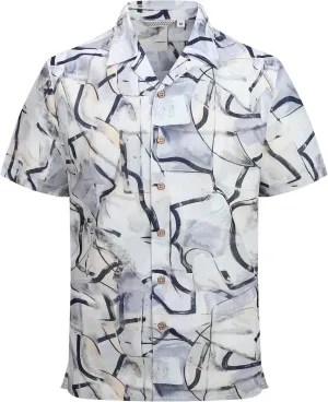 Alex Vando Mens Print Linen Cotton Shirts Short Sleeve Casual Summer Beach Hawaiian Shirt for Men