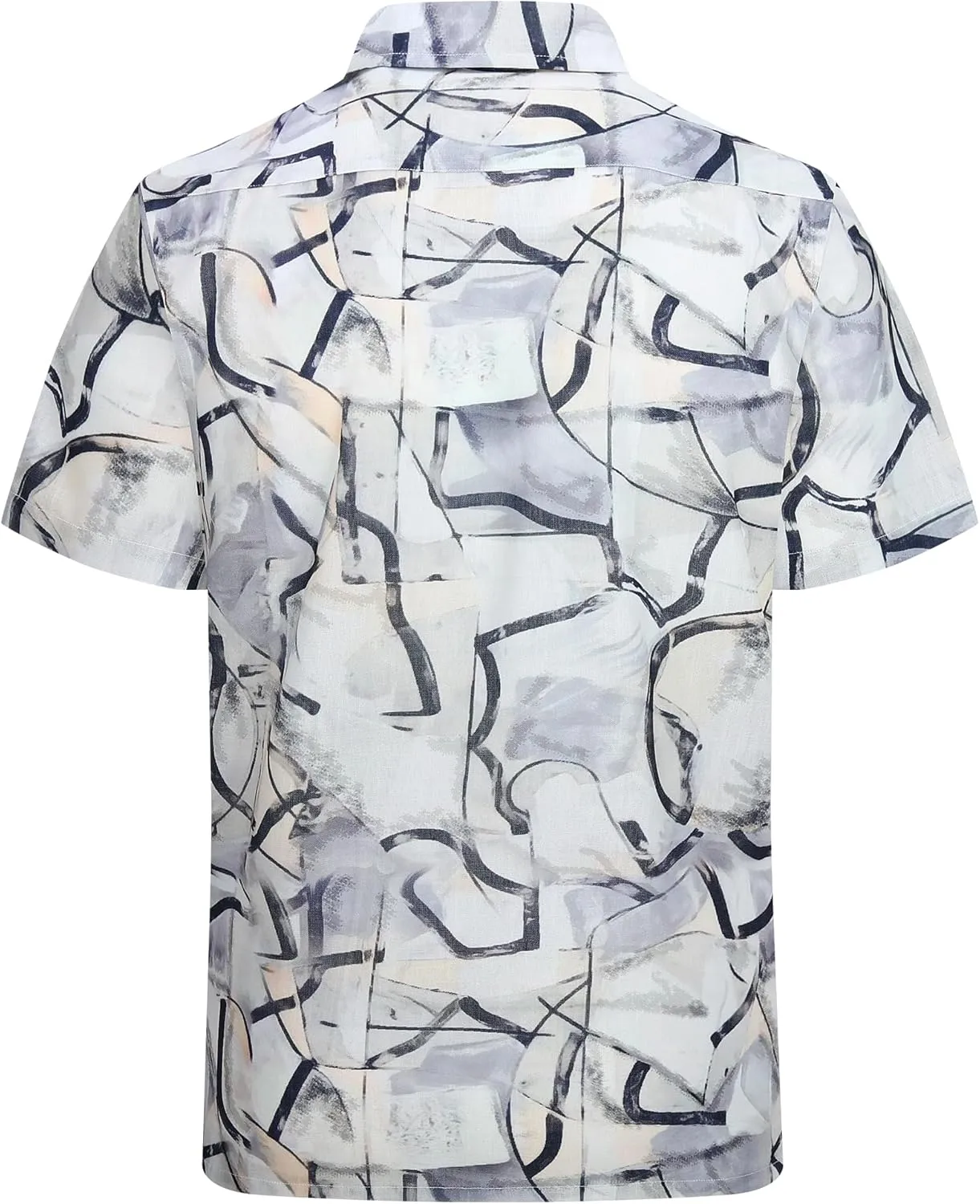 Alex Vando Mens Print Linen Cotton Shirts Short Sleeve Casual Summer Beach Hawaiian Shirt for Men