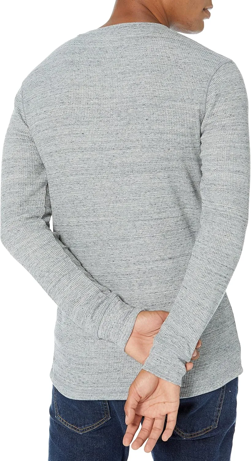 Amazon Essentials Long Sleeve Waffle Henley Shirts for Men, Slim-Fit