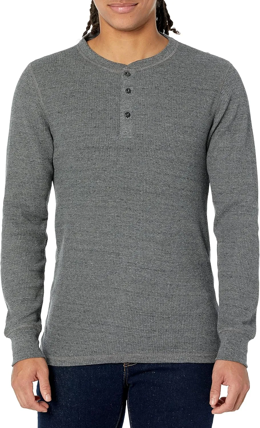 Amazon Essentials Long Sleeve Waffle Henley Shirts for Men, Slim-Fit