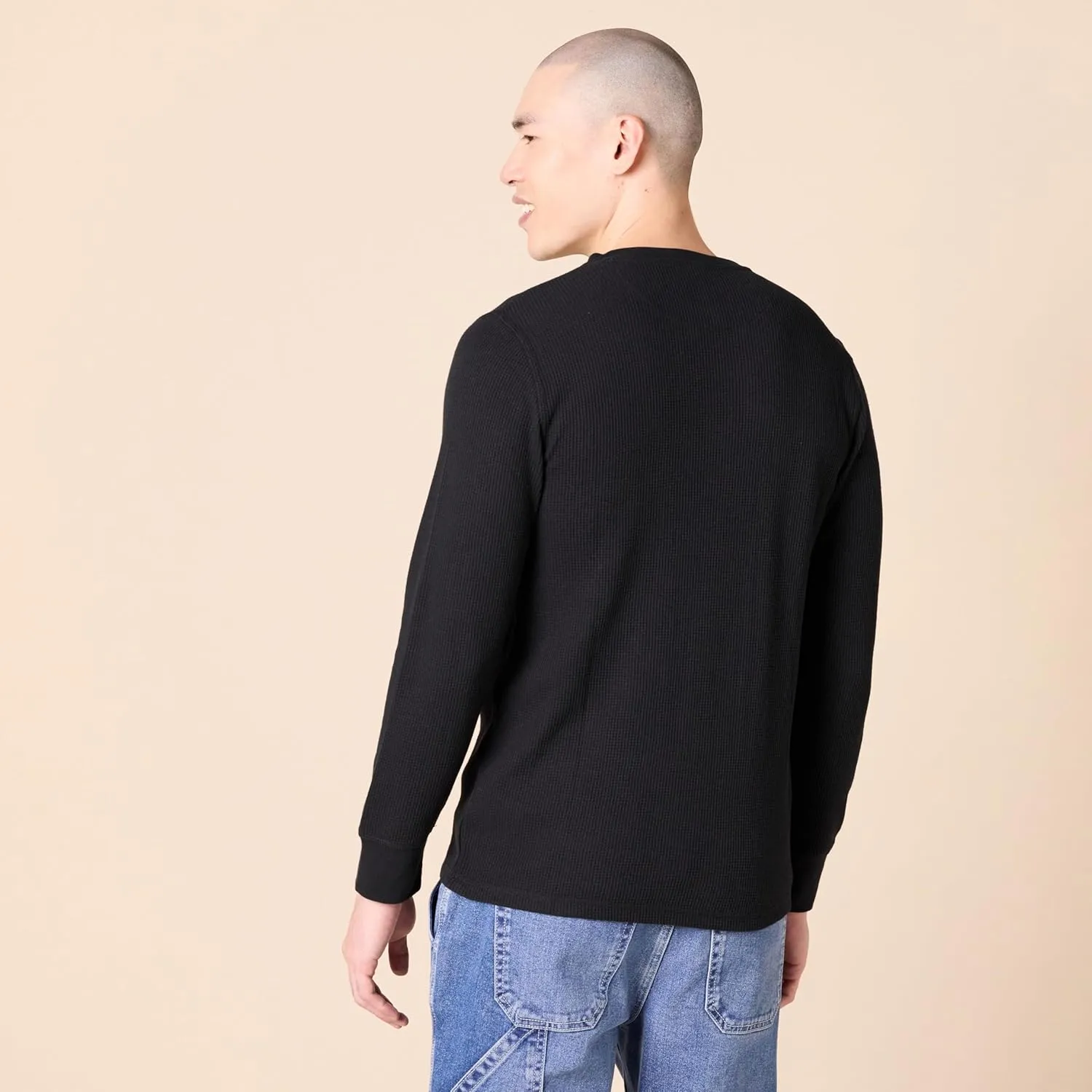 Amazon Essentials Long Sleeve Waffle Henley Shirts for Men, Slim-Fit