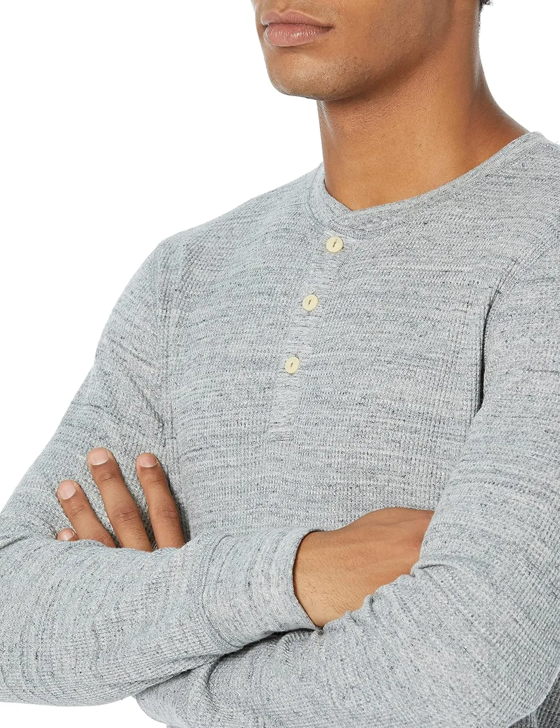 Amazon Essentials Long Sleeve Waffle Henley Shirts for Men, Slim-Fit