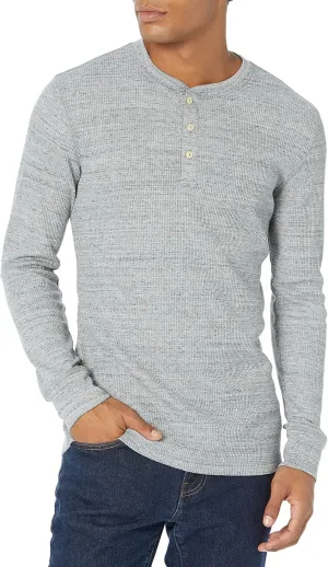 Amazon Essentials Long Sleeve Waffle Henley Shirts for Men, Slim-Fit