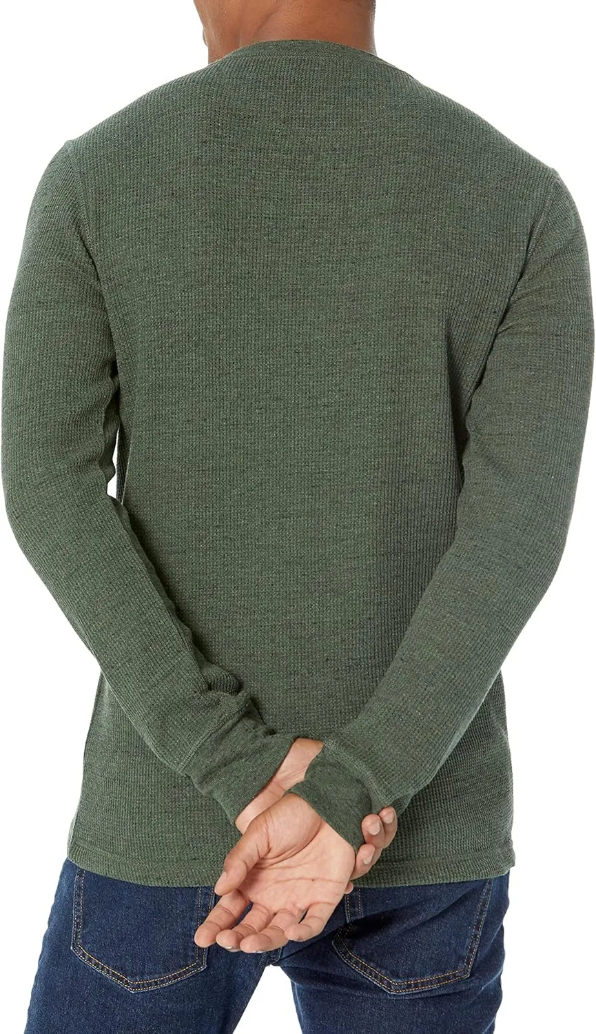 Amazon Essentials Long Sleeve Waffle Henley Shirts for Men, Slim-Fit