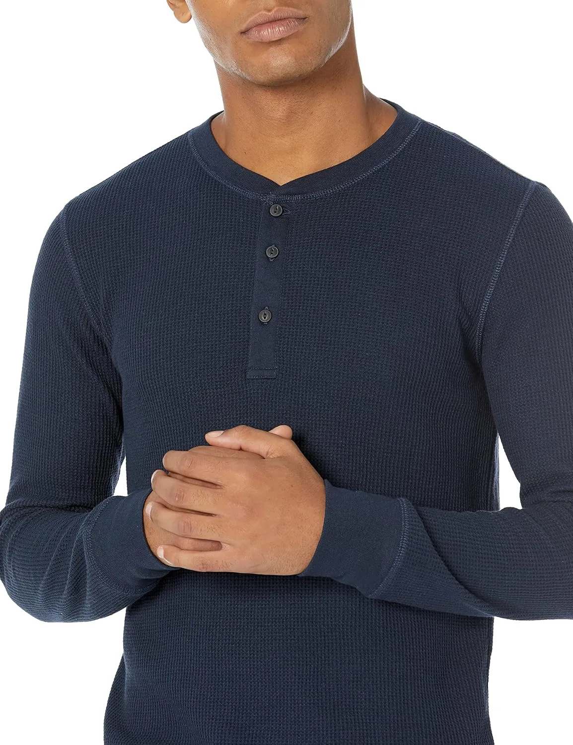 Amazon Essentials Long Sleeve Waffle Henley Shirts for Men, Slim-Fit