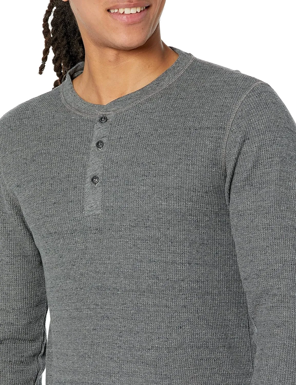 Amazon Essentials Long Sleeve Waffle Henley Shirts for Men, Slim-Fit