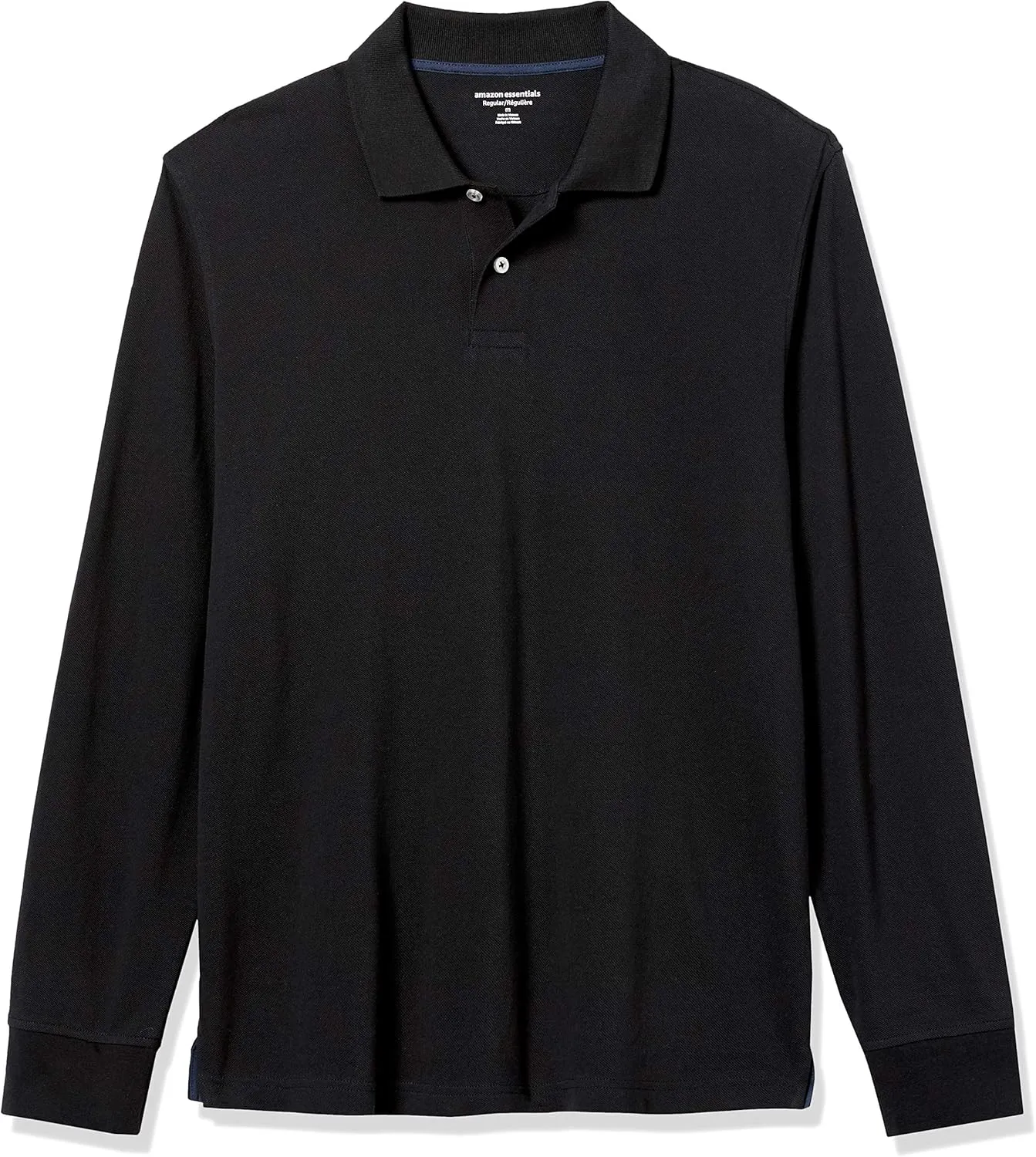 Amazon Essentials Mens Long Sleeve Polo Shirt with Collar, Regular-Fit Pique