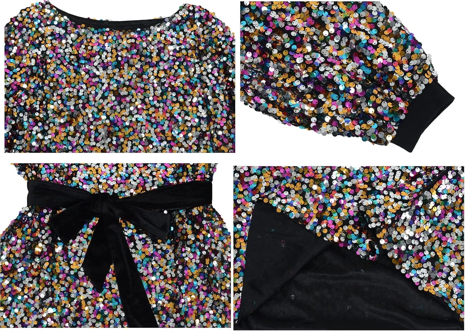 Anna-Kaci Long Sleeve Sequin Crew Neck Fashion Pullovers Sweatshirt Evening Party,