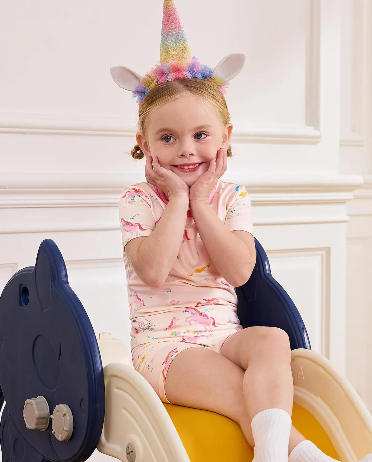 Bamboo Viscose Toddler Unicorn Mermaid Girls Kids Pajamas Short Sleeve Summer Cool Snug fit Pjs 12M-8Y 2pcs