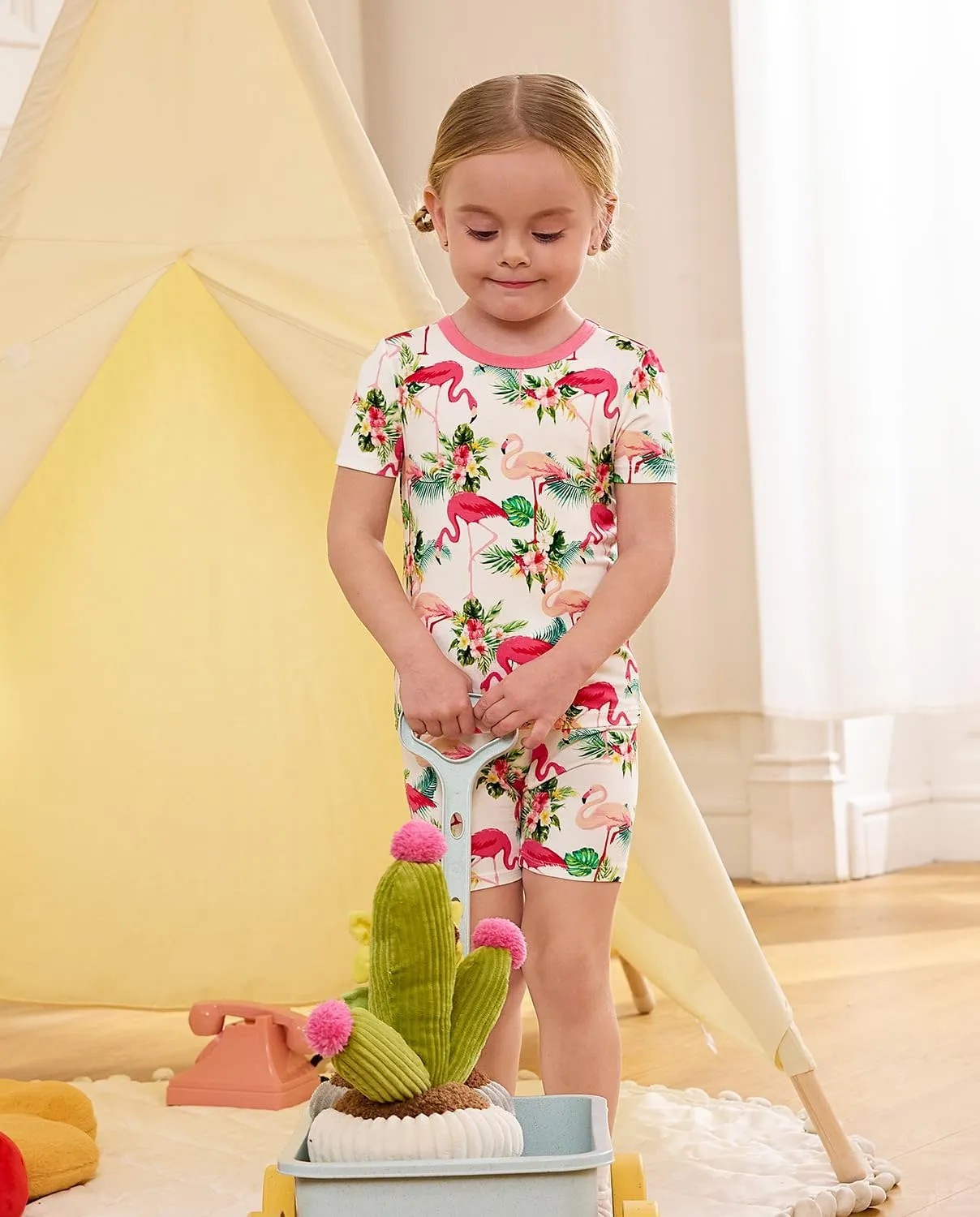 Bamboo Viscose Toddler Unicorn Mermaid Girls Kids Pajamas Short Sleeve Summer Cool Snug fit Pjs 12M-8Y 2pcs