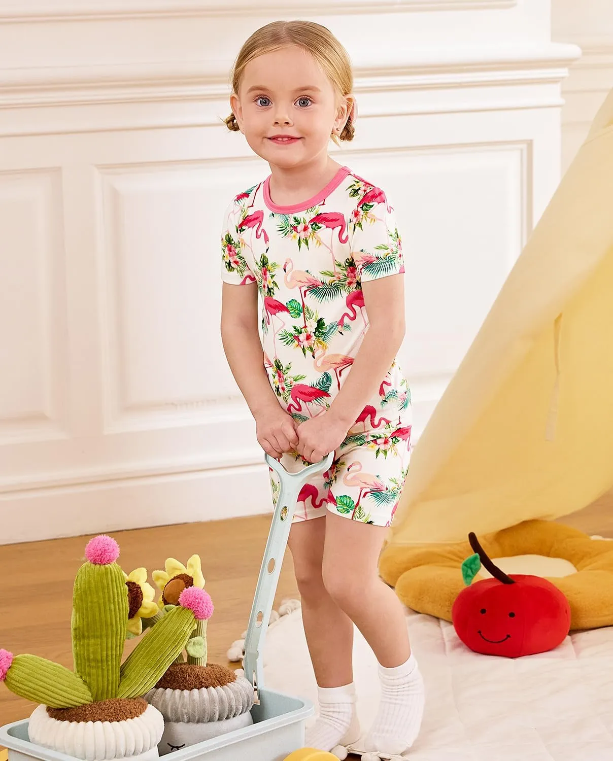 Bamboo Viscose Toddler Unicorn Mermaid Girls Kids Pajamas Short Sleeve Summer Cool Snug fit Pjs 12M-8Y 2pcs