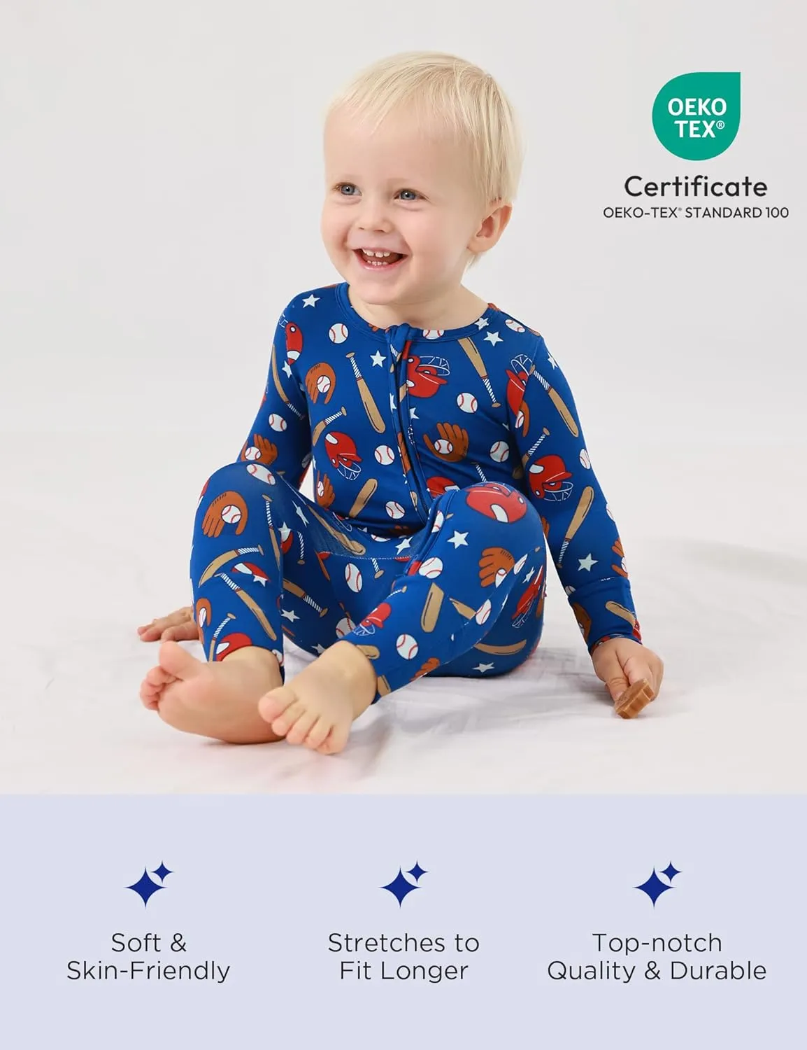 Bamboo Viscose Zipper Pajamas Baby Convertible Footie Pajama for Boys Girls, Snug Fit Baby Sleeper