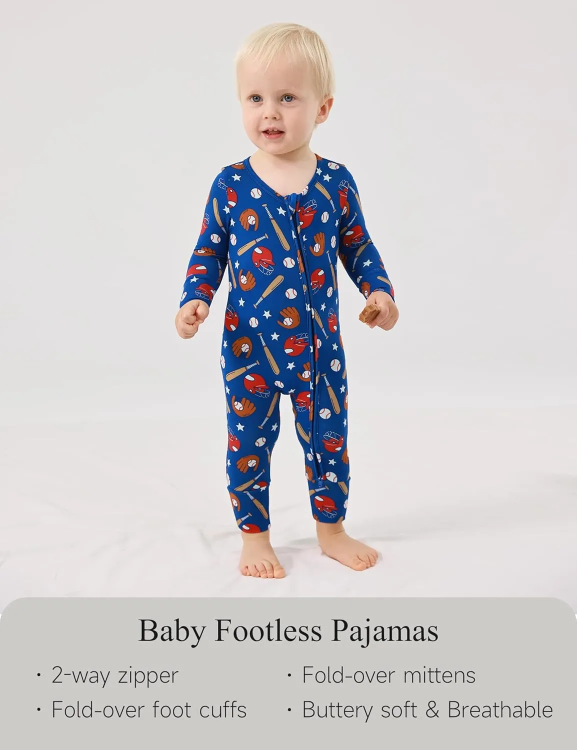 Bamboo Viscose Zipper Pajamas Baby Convertible Footie Pajama for Boys Girls, Snug Fit Baby Sleeper
