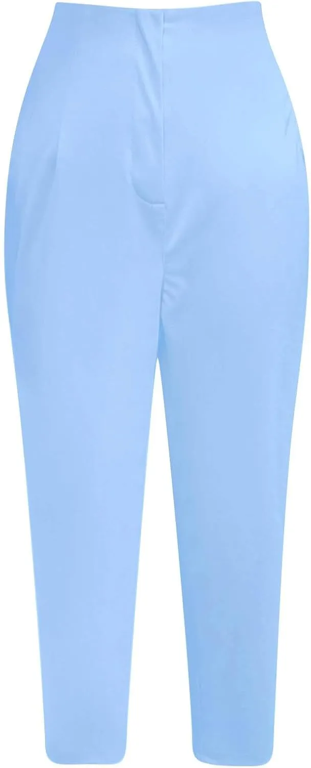 Business Work Pants for Women High Waist Pleated Dress Pants Casual Plus Size Straight Leg Slim Fit Office Trousers