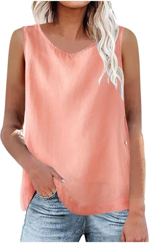 Cami Tank Tops for Women Sleeveless V Neck Lightweight Solid Beach Summer Blouses Tanks Loose Comfort Tees