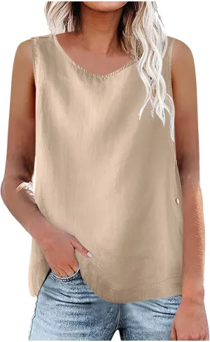 Cami Tank Tops for Women Sleeveless V Neck Lightweight Solid Beach Summer Blouses Tanks Loose Comfort Tees