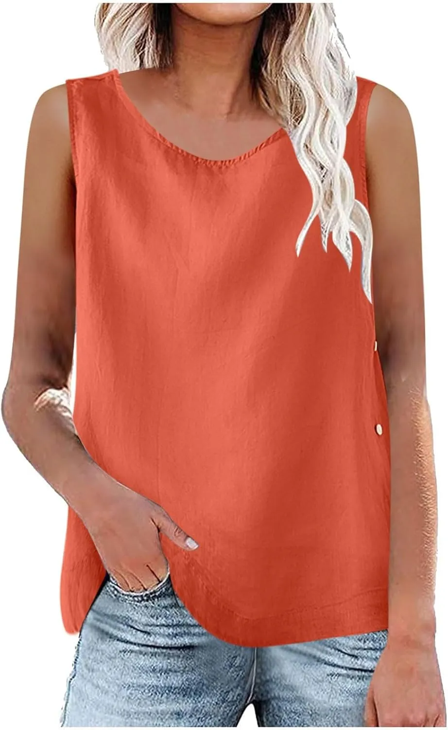 Cami Tank Tops for Women Sleeveless V Neck Lightweight Solid Beach Summer Blouses Tanks Loose Comfort Tees