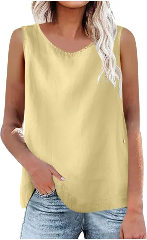 Cami Tank Tops for Women Sleeveless V Neck Lightweight Solid Beach Summer Blouses Tanks Loose Comfort Tees