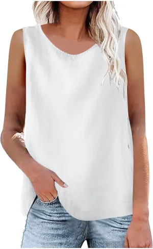 Cami Tank Tops for Women Sleeveless V Neck Lightweight Solid Beach Summer Blouses Tanks Loose Comfort Tees