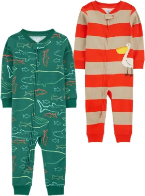 Carter's Boys' 2-Pack Cotton Footless Pajamas