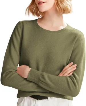 Cashmere Sweaters for Women, Crew Neck Long Sleeve Soft Warm Trendy Pullover Tops Lightweight Wool Cozy Knit Sweater