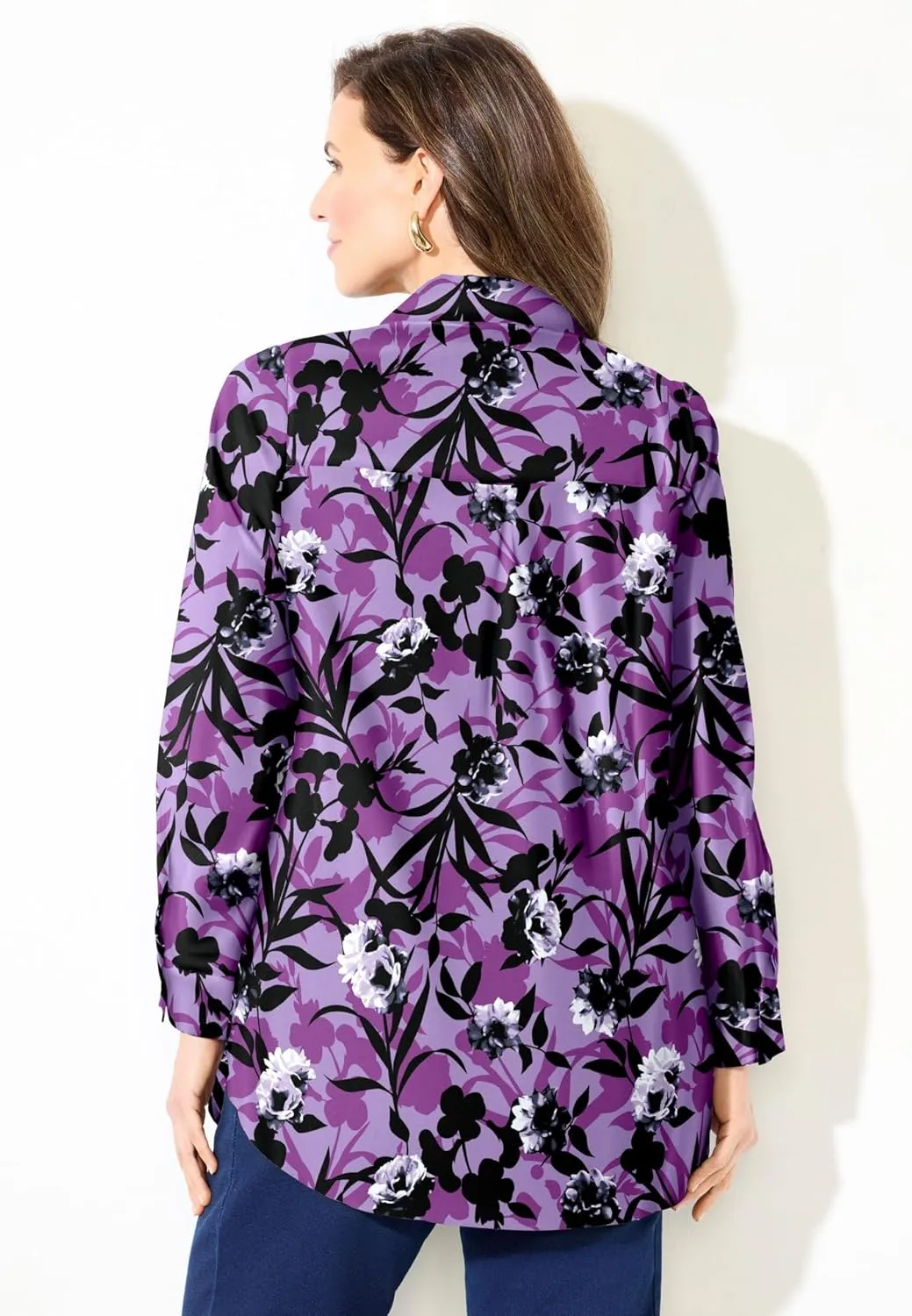 Catherines Women's Plus Size Petite Modern Camp Shirt